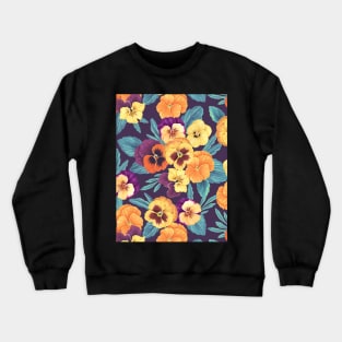 Pansies on navy Crewneck Sweatshirt